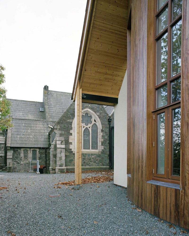 Exterior-Wood-stone-Detail-St-Patricks-Worship-Community-Centre-Greystones-Wicklow-Architect-Dublin